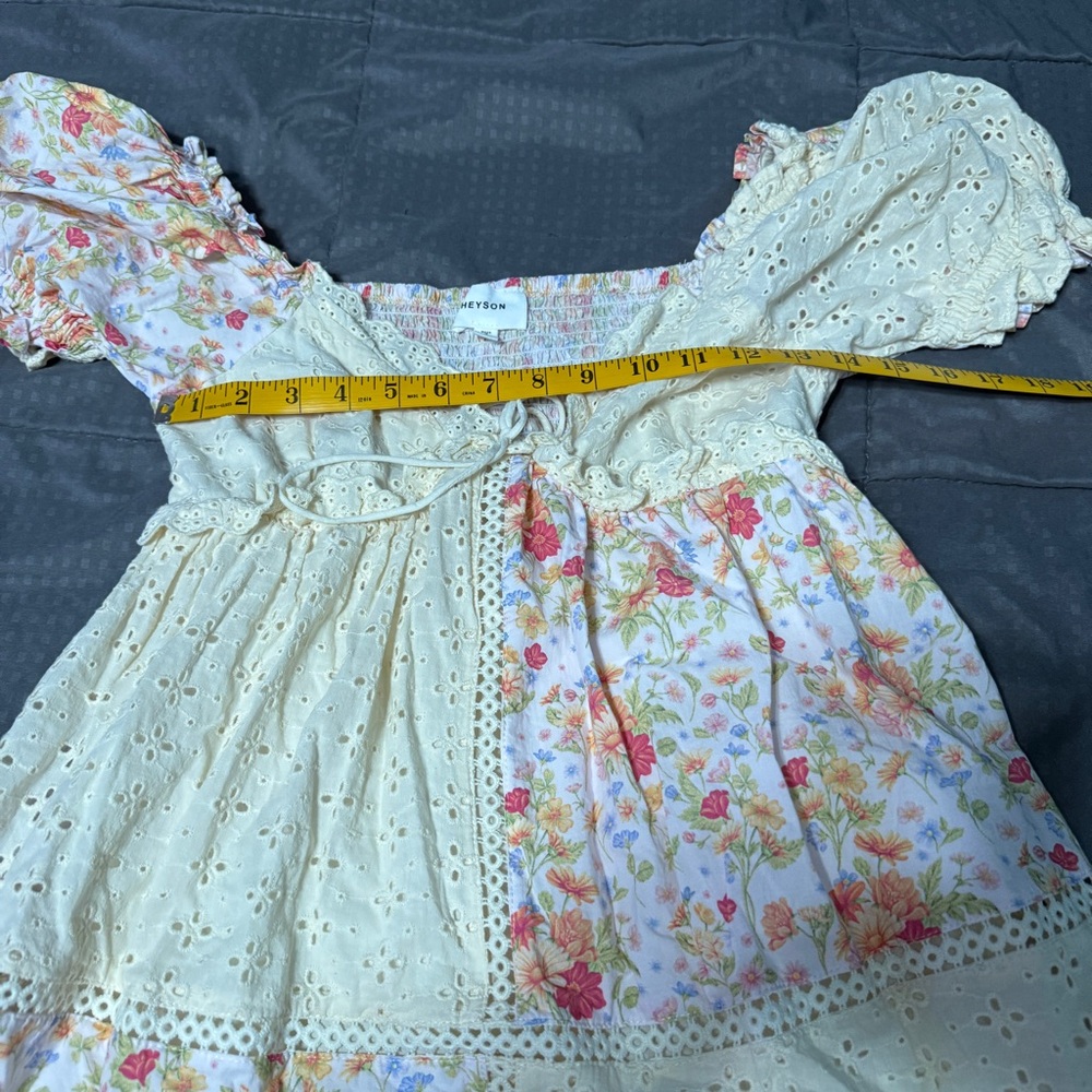 heyson patchwork mini dress size small Floral & L… - image 4